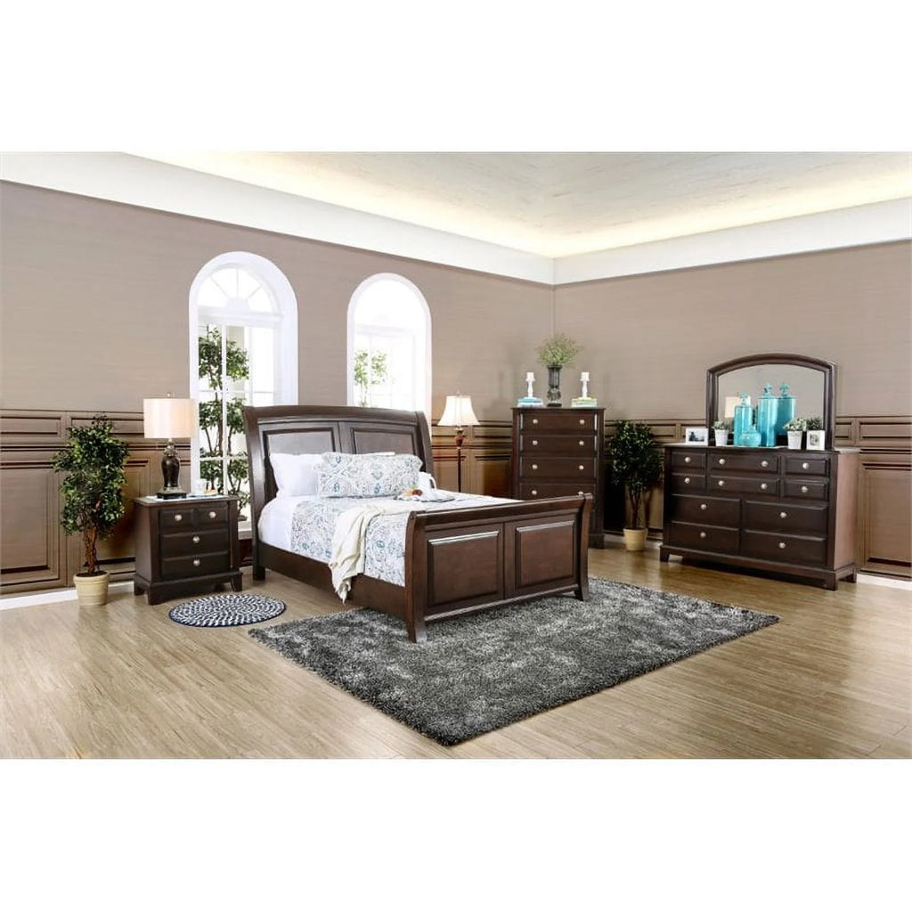 Furniture of America Glinda Wood California King Sleigh Bed, Brown Cherry B248956