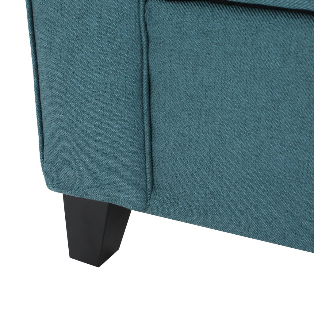 Noble House Haynes Upholstered Storage Ottoman, Dark Teal S1654