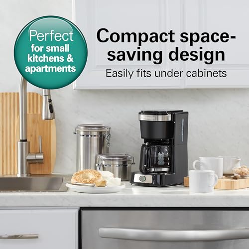 Hamilton Beach 5 Cup Drip Coffee Maker with Programmable Clock, Black & Stainless Steel S78391