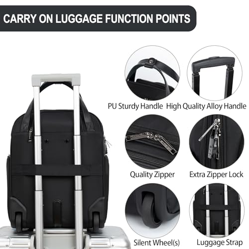 EMPSIGN Underseat Carry On Wheeled 16" Lightweight Rolling Bag for Travel, Black B8919