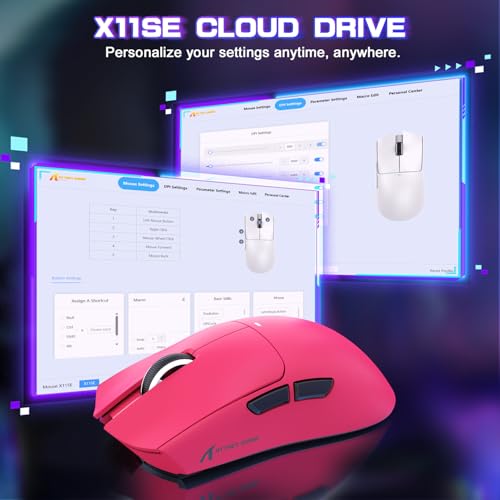 Attack Shark X11SE Wireless Gaming Mouse, Tri-Mode 22K DPI, 59g, Berry Red Y3775
