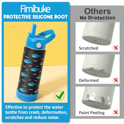 Fimibuke Kids Insulated Water Bottle 18oz with Straw, 2 Pack Ocean Life X374824