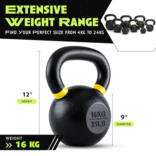 Cast Iron Kettlebell with Powder Coated Wide Handle P961