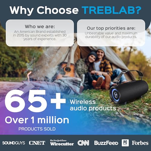 TREBLAB Ultra Loud Wireless Speaker 60W Stereo Sound with Deep Bass, 20H Playtime, Waterproof R962505