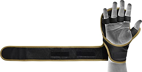 RDX MMA Gloves Hybrid Open Palm Maya Hide Leather Wrist Support Boxing Training Z623139