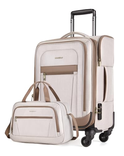 BAGSMART Carry-On Luggage 20 Inch Expandable Suitcase with Duffel Bag S7860