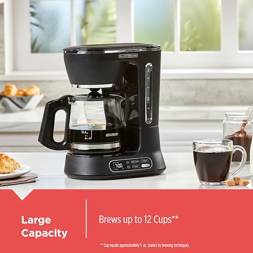 BLACK+DECKER 12-Cup Programmable Digital Coffee Maker, Black D647511