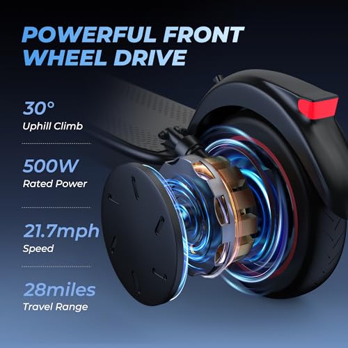 Electric Scooter with 10" Solid Tires, 500W Motor, 22 Miles Range, Folding D4827