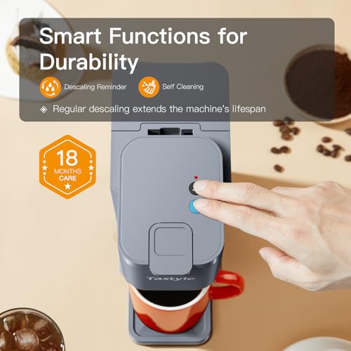 Mini Hot and Iced Coffee Maker Single Serve for K Cup and Ground, Classic Black O715039