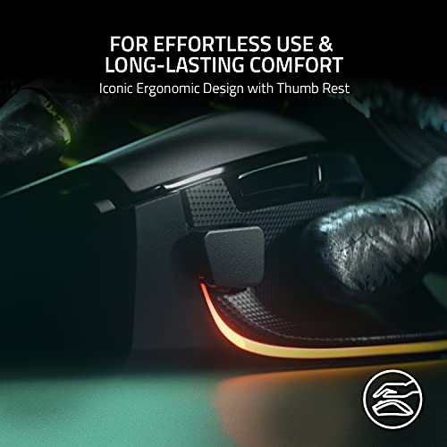Razer Basilisk V3 Ergonomic Gaming Mouse with Chroma RGB, 26K DPI, 11 Programmable Buttons, Classic Black A5165
