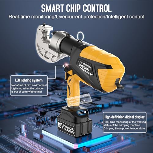 SWANSOFT Electric Hydraulic Cable Lug Crimping Tool 12Ton with 12 Dies F67528