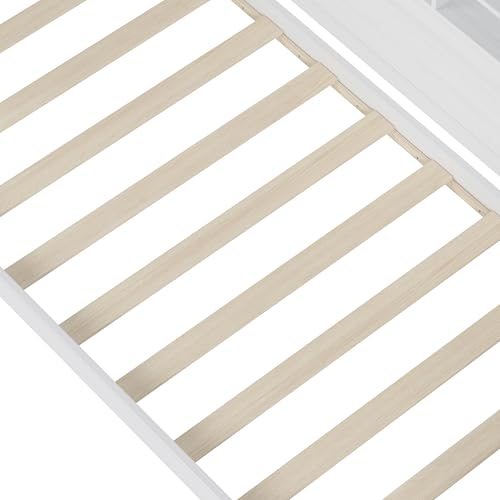 Bellemave Twin Corner Bed Frame with Storage Shelves and Desk, Gray L74206