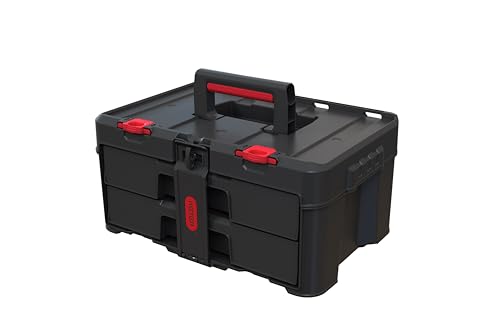 Keter Stack-n-Roll Modular Tools Organizer, 3 Piece Resin Rolling Tool Box, Black S451