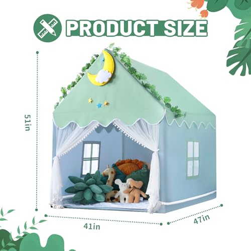 Wilwolfer Kid Tent with Mat and Star Lights - Indoor Playhouse for Toddlers and Girls (Pink) N411519