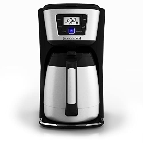 BLACK+DECKER 12 Cup Thermal Programmable Coffee Maker, Black/Steel P7250