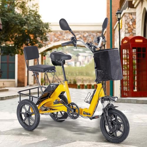 Foldable Electric Tricycle for Adults, 350W, Removable Battery, 2-Seat with Basket E2471