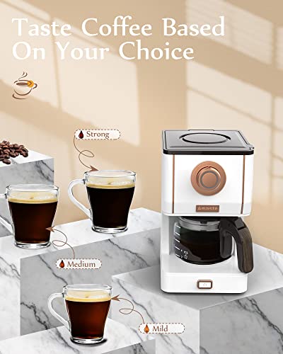Amaste Drip Coffee Maker, 25 Oz Glass Pot, Retro Style with Reusable Filter Y974