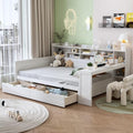 Bellemave Twin Corner Bed Frame with Storage Shelves and Desk, Gray L74206