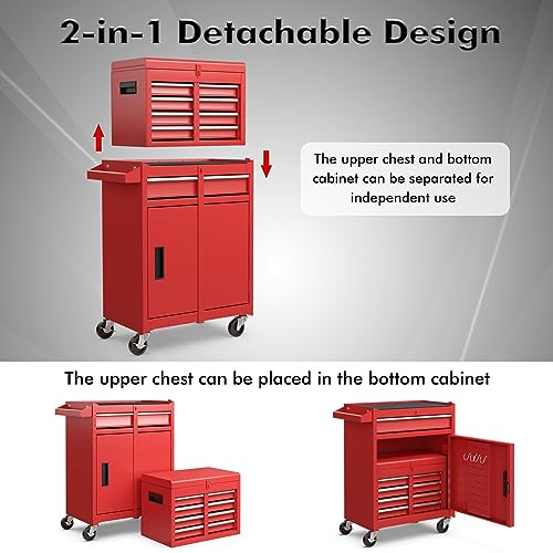 Goplus 5-Drawer Rolling Tool Chest with Lockable Wheels, Gray Z601390