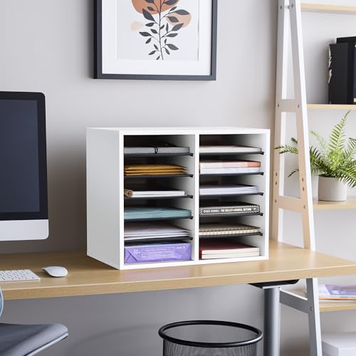 Safco Wooden Paper and Mail Organizer, Adjustable Shelves, Stackable B285