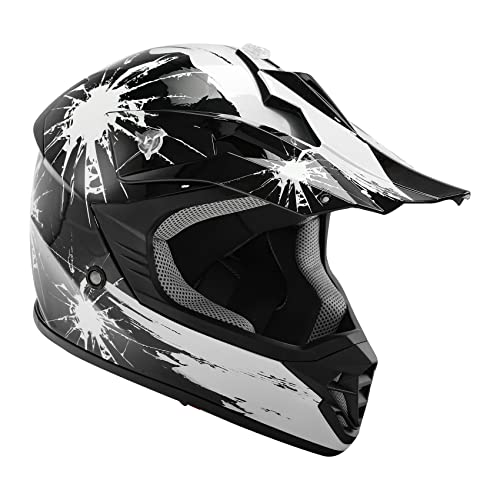 SLMOTO Dot Youth Kids Motocross Offroad Helmet with Goggles and Gloves Blue Skull D851858