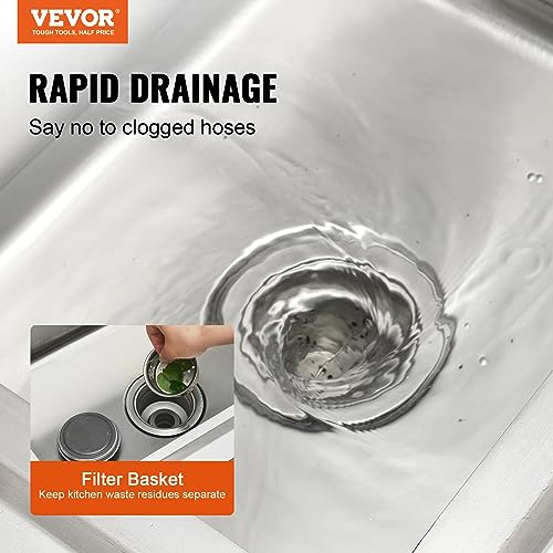 VEVOR Stainless Steel Utility Sink with Workbench Faucet and Legs, 39.4 x 19.1 x 37.4 in L559