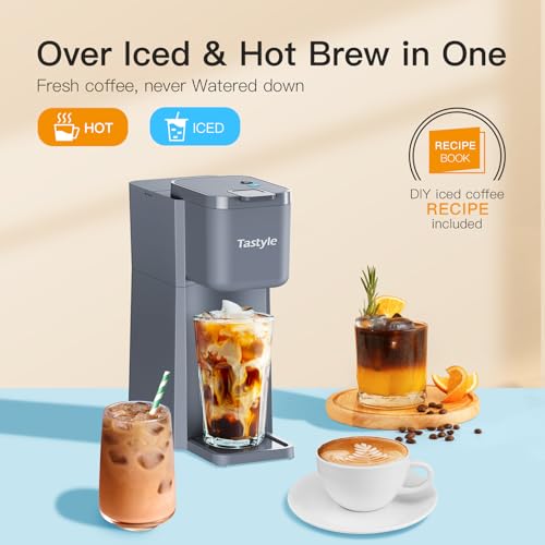 Mini Hot and Iced Coffee Maker Single Serve for K Cup and Ground, Classic Black O715039