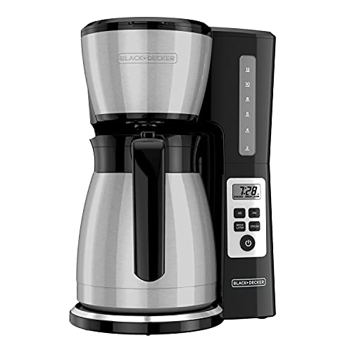 BLACK+DECKER 12 Cup Thermal Programmable Coffee Maker, Black/Steel P7250