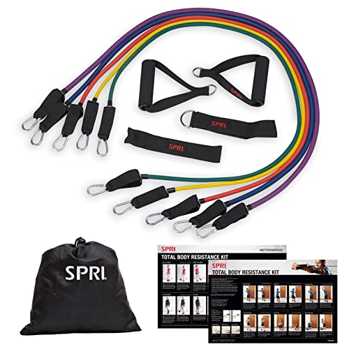 SPRI Resistance Band Kit with Interchangeable Tubes, Padded Handles, Door Anchor and Carry Bag G6755