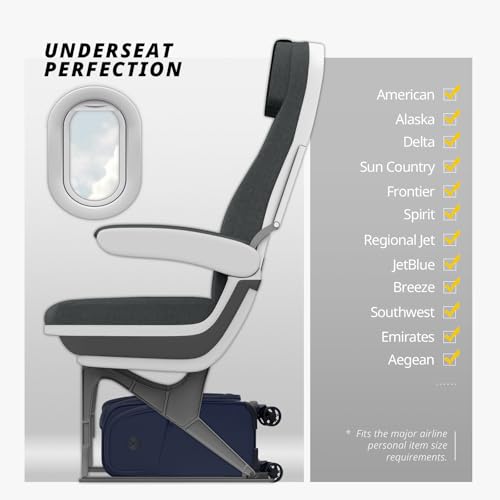 Verage Under Seat Luggage with Wheels, Softside Spinner Carry On, Navy 14-Inch A51804