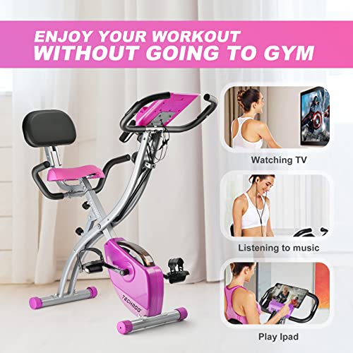 Foldable Exercise Bike with Adjustable Backrest and Pulse Sensor Z4685