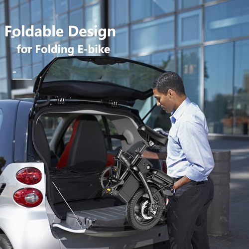 Peak 500W Folding Electric Bike for Adults, 14" Mini Ebike with Removable Battery S425597