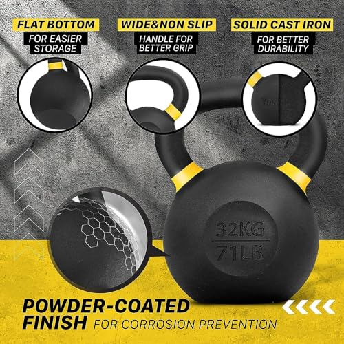 Yes4All Powder Coated Cast Iron Kettlebell Weight Set for Home Gym N15817