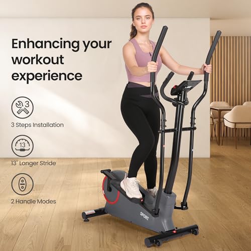 Elliptical Exercise Machine for Home with 8-Level Resistance and LCD Monitor C7688