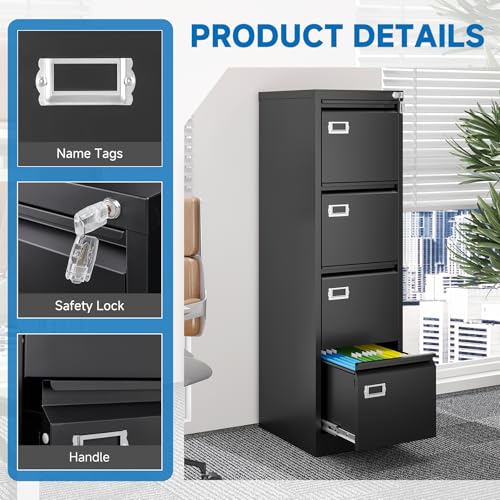 2 Drawer Vertical File Cabinet with Lock for Letter Size, Steel Office Storage Y50014