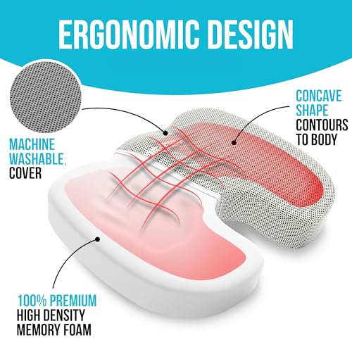 FORTEM Office Chair Cushion and Back Support, Memory Foam Lumbar Pillow, Non Slip, XL V440