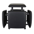 Nesting Ottoman Cube Chair with Wheels, Stackable Leather Foot Stool V48796