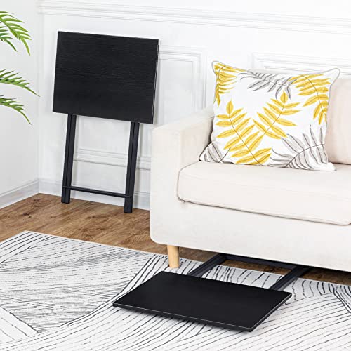 HOOBRO Folding TV Tray Tables, Set of 2, Marble and Gold C48497