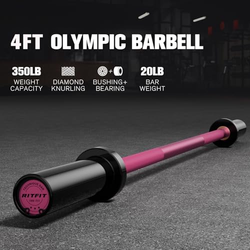 RITFIT Olympic Barbell 4ft/6ft 2 Inch Weight Bar for Strength Training, 500lbs Capacity F369