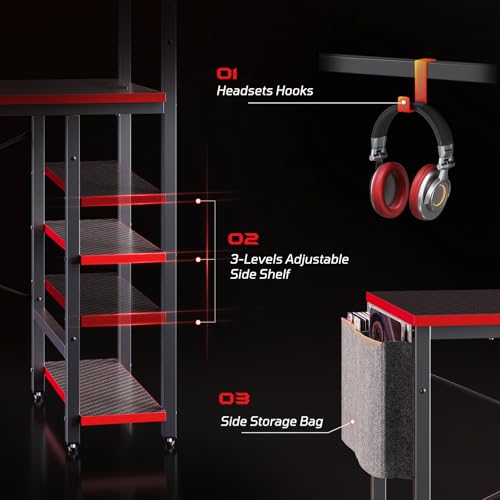 Bestier Gaming Desk with LED Lights, 51.3 Inch Computer Desk Q970