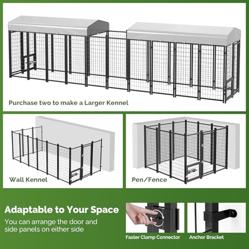 SINO LUBAN Outdoor Dog Kennel with Doggy Door, Heavy Duty Large Dog Pen E5768