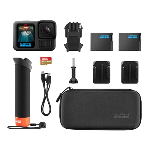 GoPro HERO13 Black Accessory Bundle with Handler, Batteries, Mounts, and Case M27766