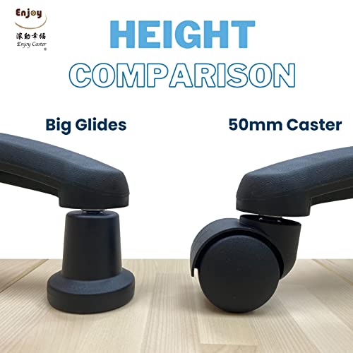 2.5 Inch Office Chair Casters for Herman Miller Aeron Steelcase Leap Chair, Dual Injection Polyurethane Wheels for Hardwood Floors, Universal Stem Size 7/16" U363601