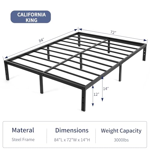 NOAH MEGATRON 14 Inch Twin Bed Frame Heavy Duty Metal Platform with Under Storage Z819