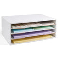 12x18 Construction Paper Organizer, Larger Size Wooden Literature Organizer, 6-Tier Desktop File Organizer for Home and Classroom, Adjustable Paper Sorter for Office