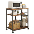 Kitchen Microwave Cart，Rolling Kitchen Cart with Lockable Wheels, 4-Tier Microwave Stand, Bakers Rack Island, Coffee Cart Appliance Storage, Kitchen Table for Office, Living Room