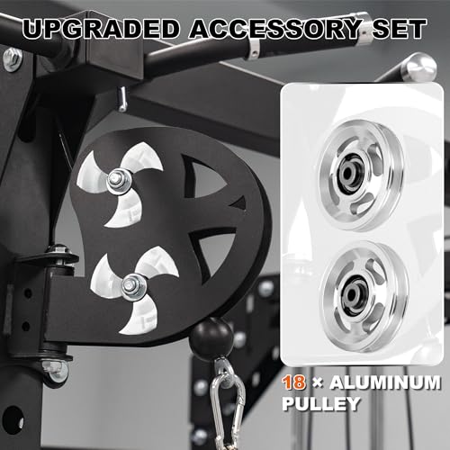 Smith Machine Home Gym with Aluminum Pulley Set - 2000lbs Capacity Power Rack O517