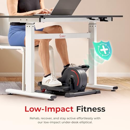 Sunny Health & Fitness Under Desk Elliptical Exerciser, Magnetic, Pink V916