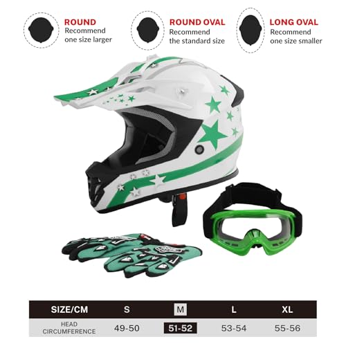 SLMOTO Dot Youth Kids Motocross Offroad Helmet with Goggles and Gloves Blue Skull D851858