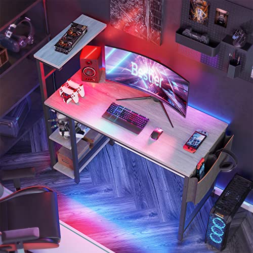 Bestier Gaming Desk with LED Lights, 51.3 Inch Computer Desk Q970